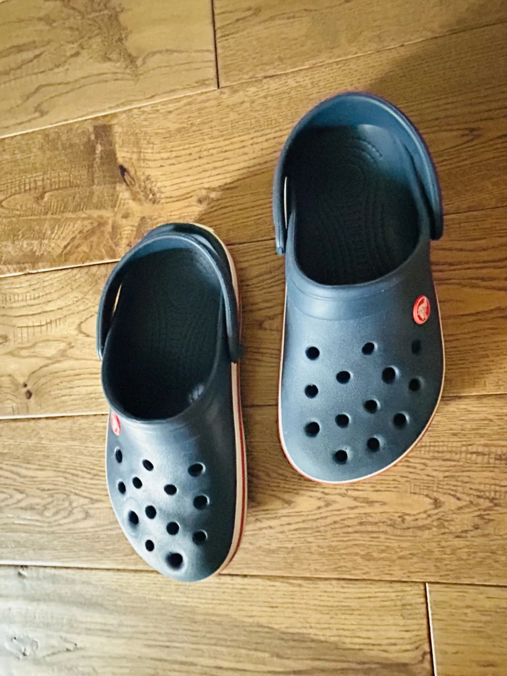 CROCS Kids Navy Clogs with Red and White Trim Size J4